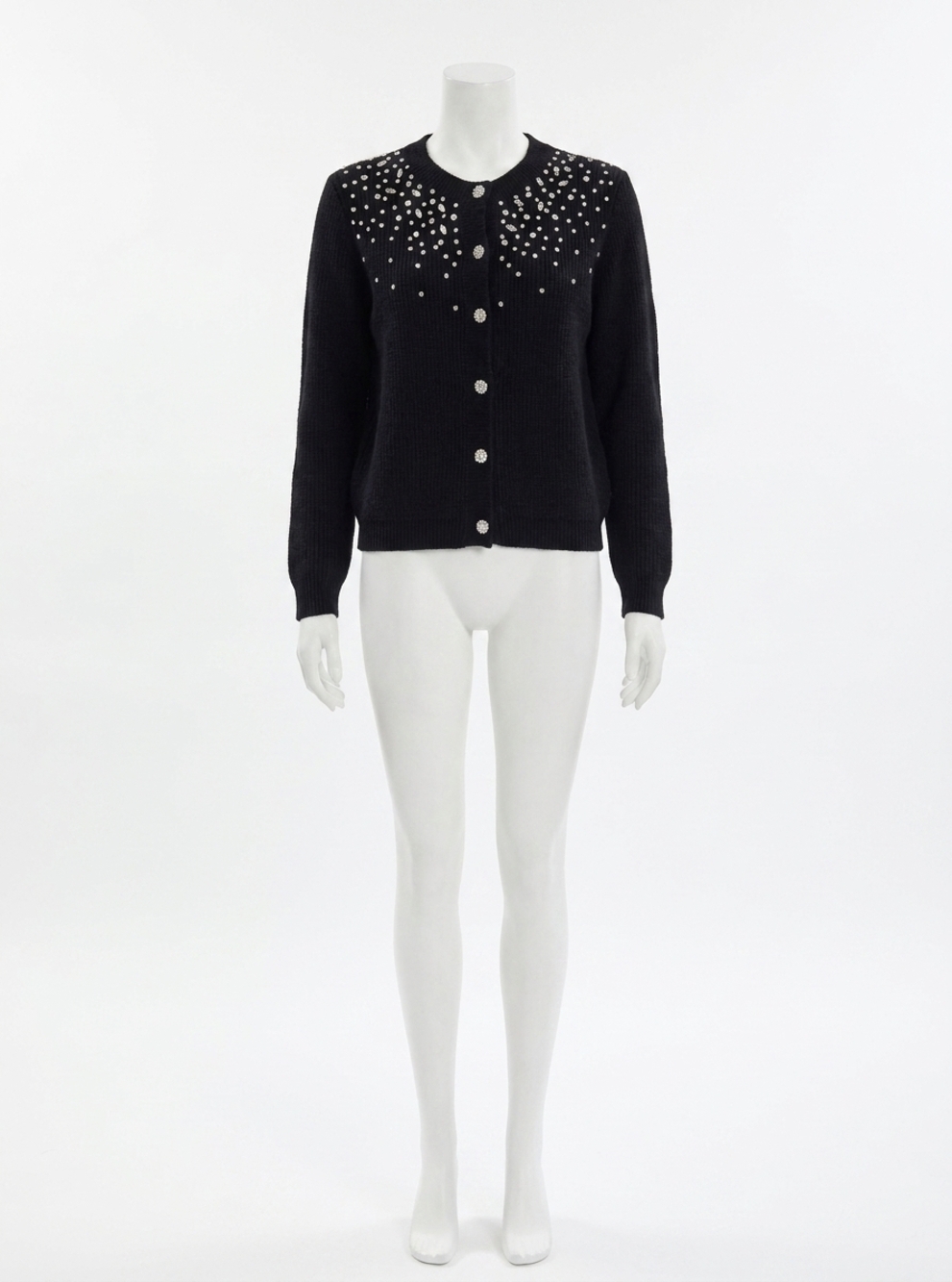 NEW CURRENT AIR crystal beaded detail cardigan in black